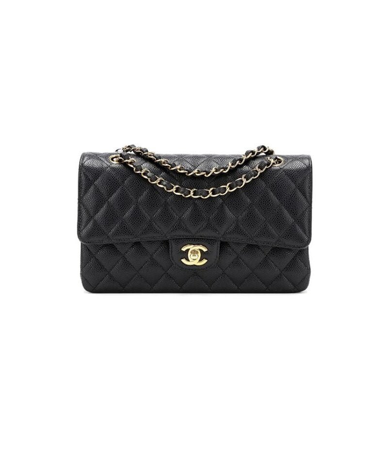 CHANEL Classic Flap Handbag GRAINED CALFSKIN & GOLD METAL