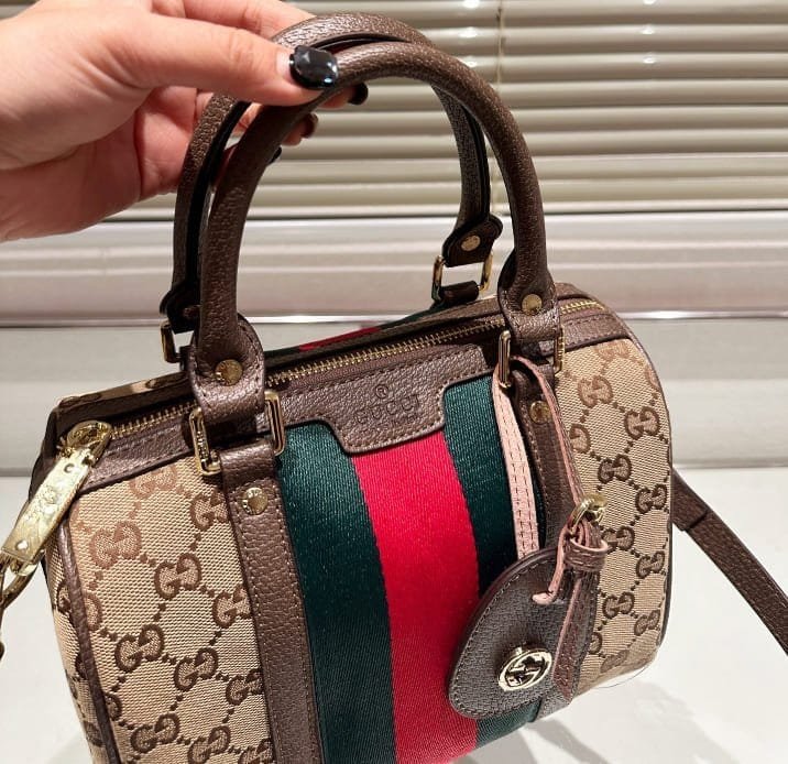 VINTAGE WEB ORIGINAL GG CANVAS BOSTON BAG