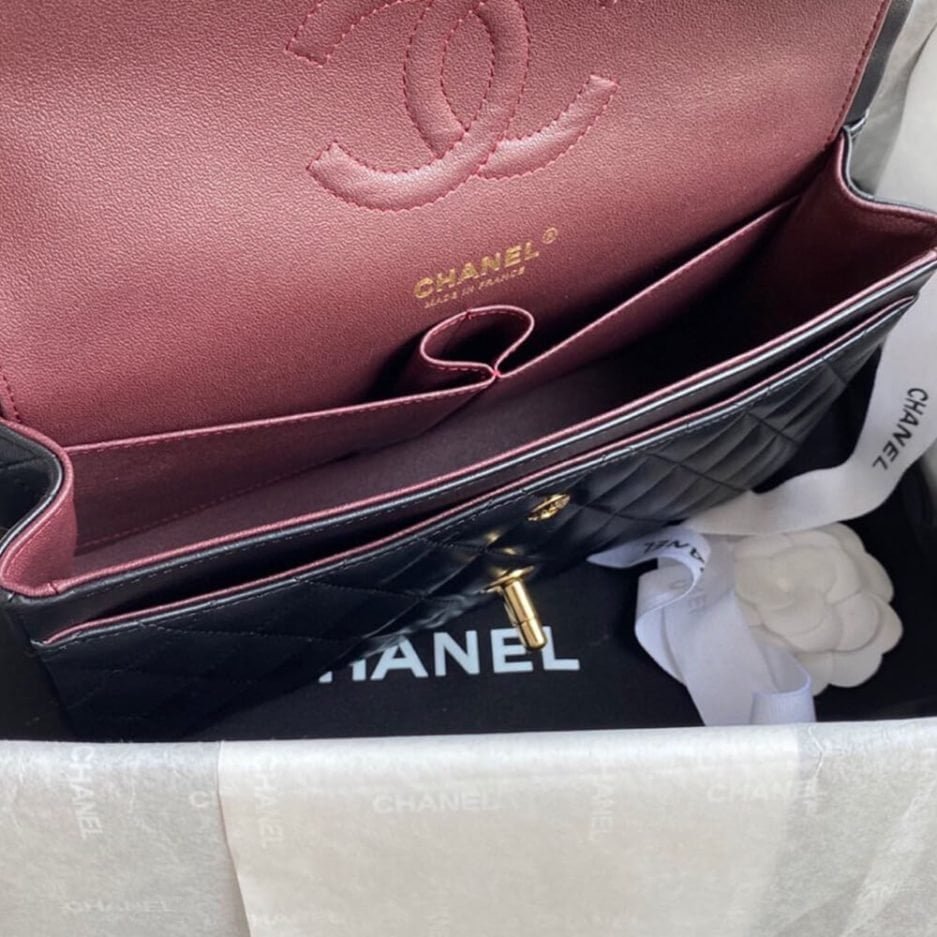CHANEL CLASSIC HANDBAG Lambskin & Gold Metal