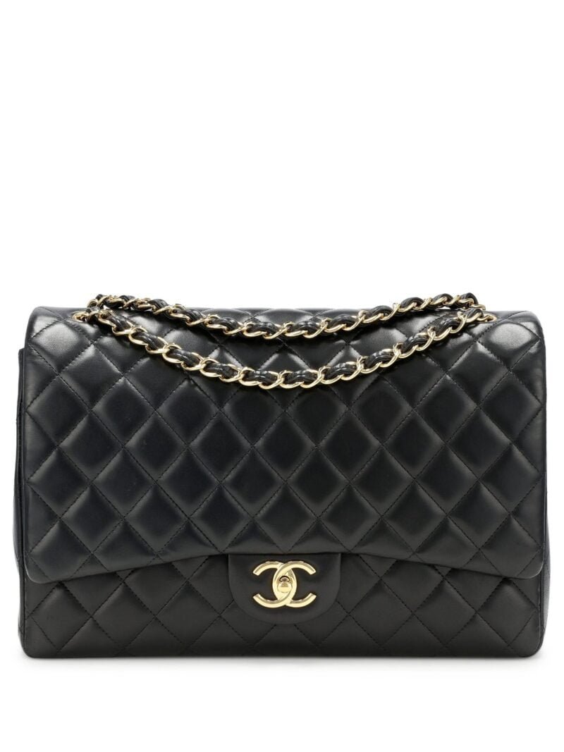CHANEL Classic Maxi Handbag LAMBSKIN & GOLD METAL